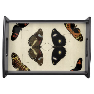 Colorful Butterfly Medley on Cream Background Serving Tray