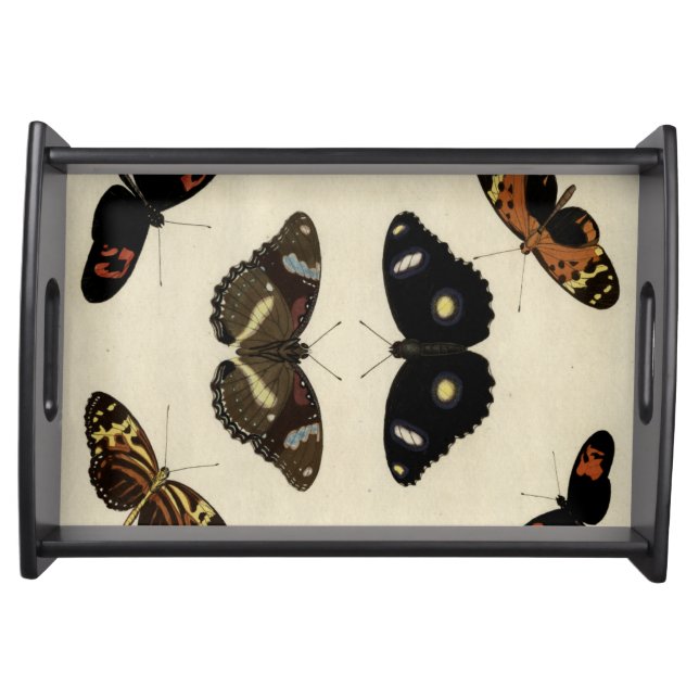 Colorful Butterfly Medley on Cream Background Serving Tray (Front)