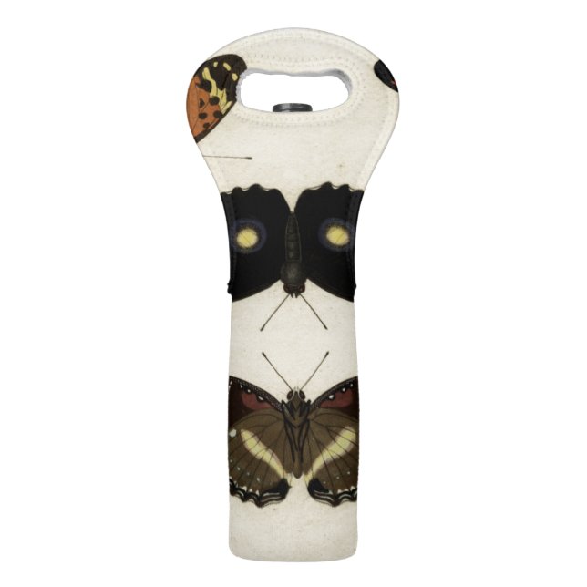 Colorful Butterfly Medley on Cream Background Wine Bag (Back)