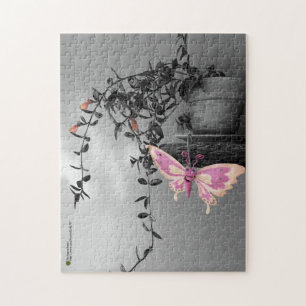 Colorful Butterfly Monochrome Still Life Photo Jigsaw Puzzle