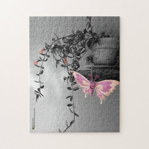 Colorful Butterfly Monochrome Still Life Photo Jigsaw Puzzle