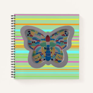 Colorful Butterfly Mosaic Hor. Stripes Notebook