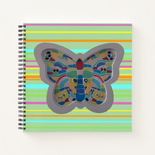 Colorful Butterfly Mosaic Hor Stripes Notebook