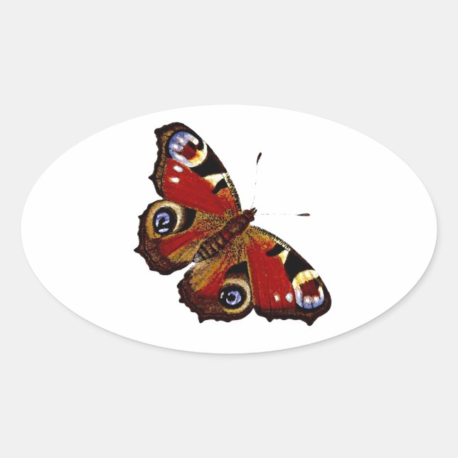 Colorful Butterfly Oval Sticker (Front)