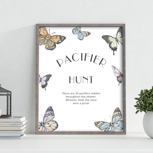 Colorful Butterfly Pacifier Hunt Baby Shower Game Poster (Creator Uploaded)