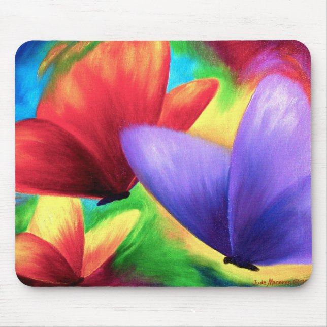 Colorful Butterfly Painting On Mousepad Art (Front)