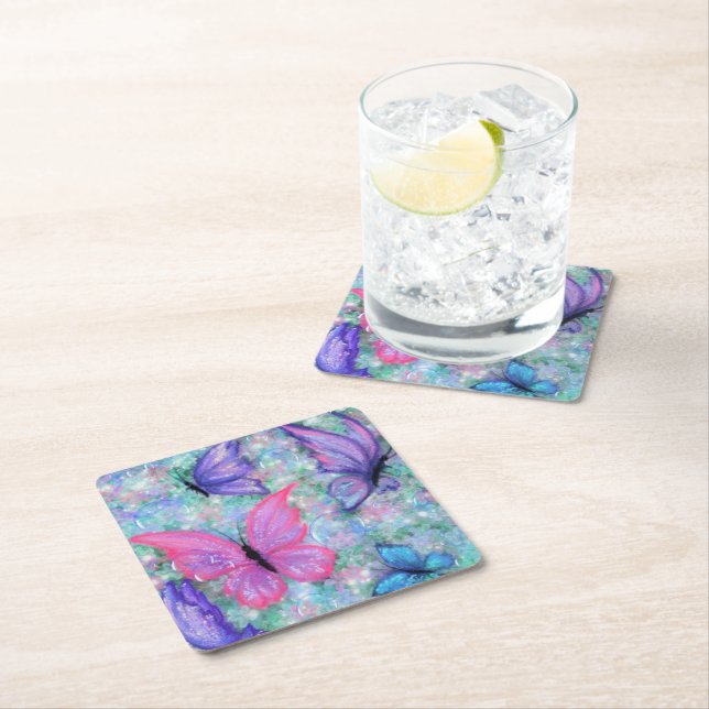 Colorful Butterfly Paper Coaster (Insitu)
