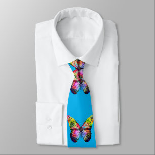 Colorful Butterfly Papillon Illustration Art Neck Tie