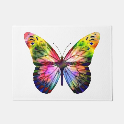 Colorful Butterfly Papillon Illustration Doormat
