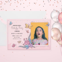 Colorful butterfly party birthday invitation