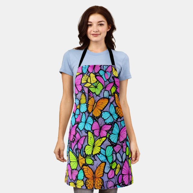 Colorful Butterfly Pattern Apron (Worn)