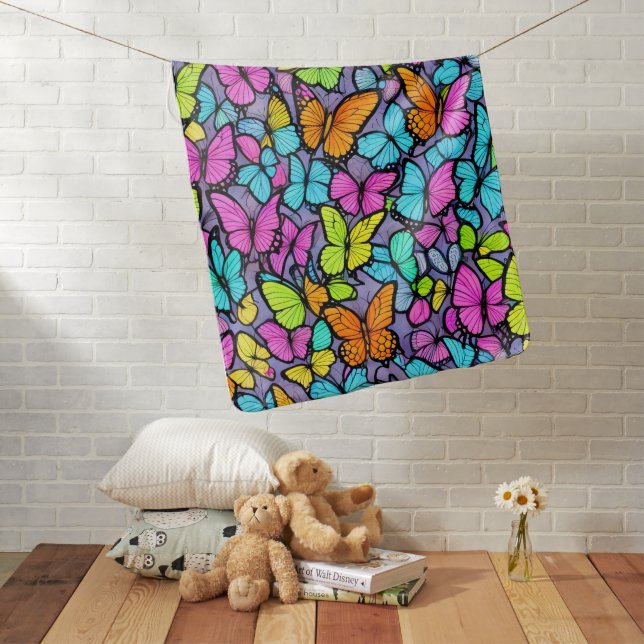 Colorful Butterfly Pattern Baby Blanket (In Situ)
