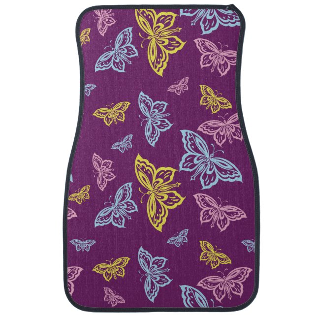 Colorful Butterfly Pattern Car Mat (Front)
