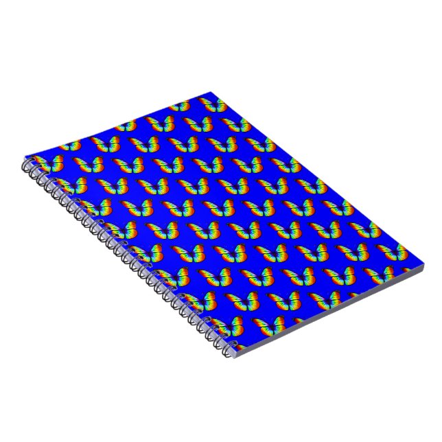 Colorful Butterfly Pattern | Digital Blue  Notebook (Right Side)