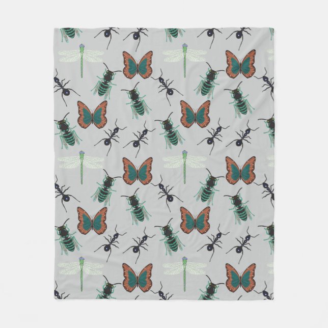 Colorful Butterfly Pattern Fleece Blanket (Front)