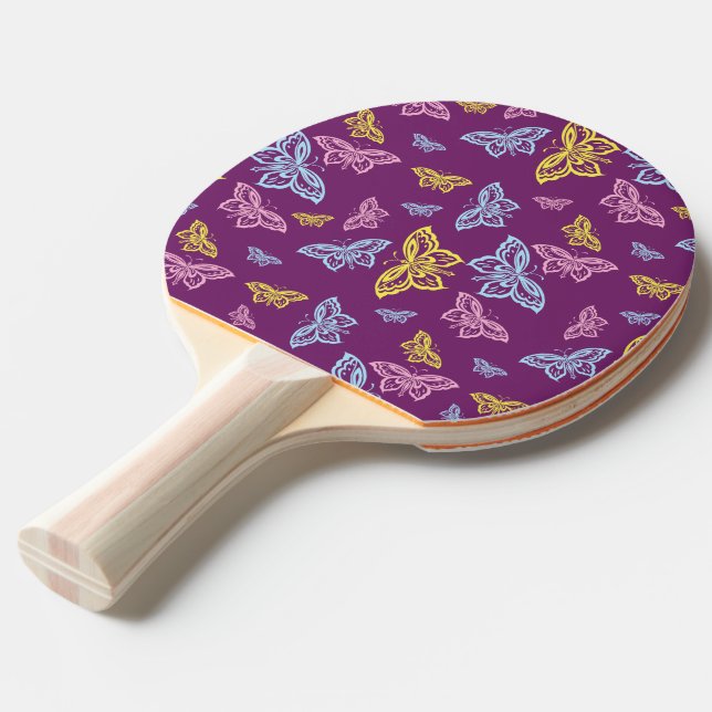 Colorful Butterfly Pattern Ping Pong Paddle (Front Angle)