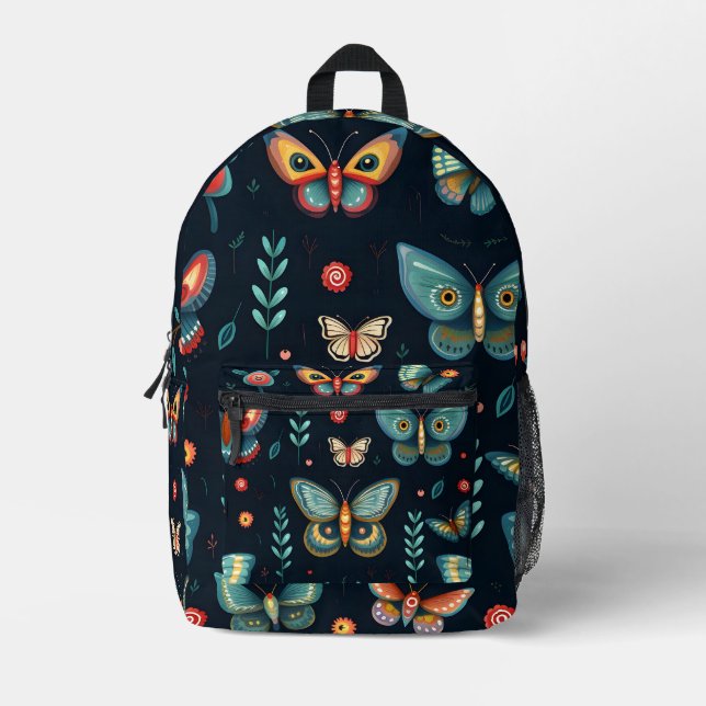 Colorful butterfly pattern printed backpack (Front)