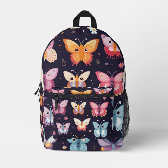 Colorful butterfly pattern Printed Backpack (Front)