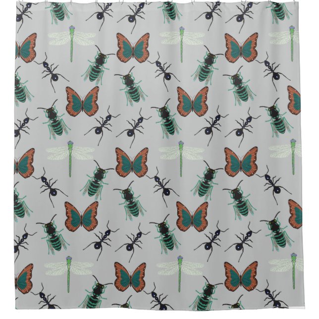 Colorful Butterfly Pattern Shower Curtain (Front)