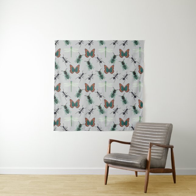 Colorful Butterfly Pattern Tapestry (In Situ)