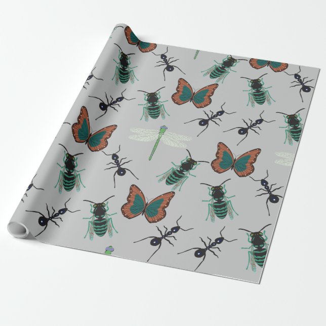 Colorful Butterfly Pattern Wrapping Paper (Unrolled)