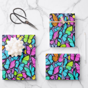 Colorful Butterfly Pattern Wrapping Paper Sheets