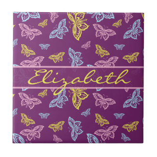 Colorful Butterfly Personalize Pattern Ceramic Tile
