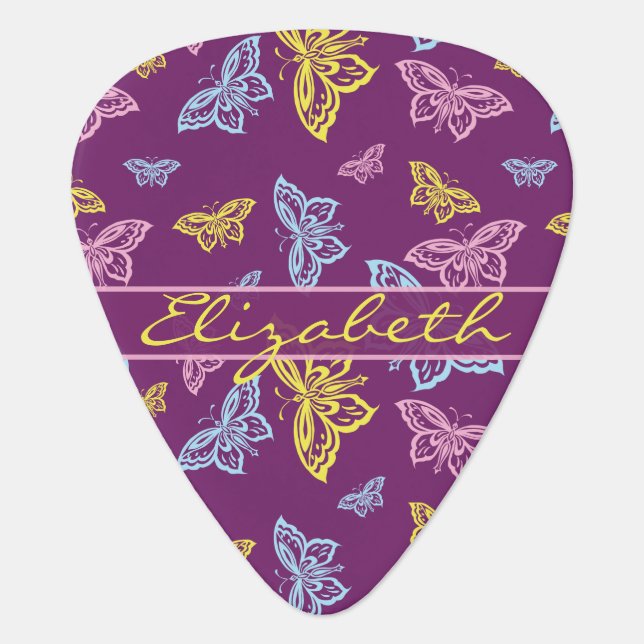 Colorful Butterfly Personalize Pattern Guitar Pick (Front)
