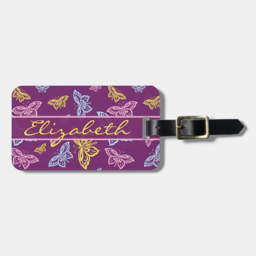 Colorful Butterfly Personalize Phone Number Luggage Tag