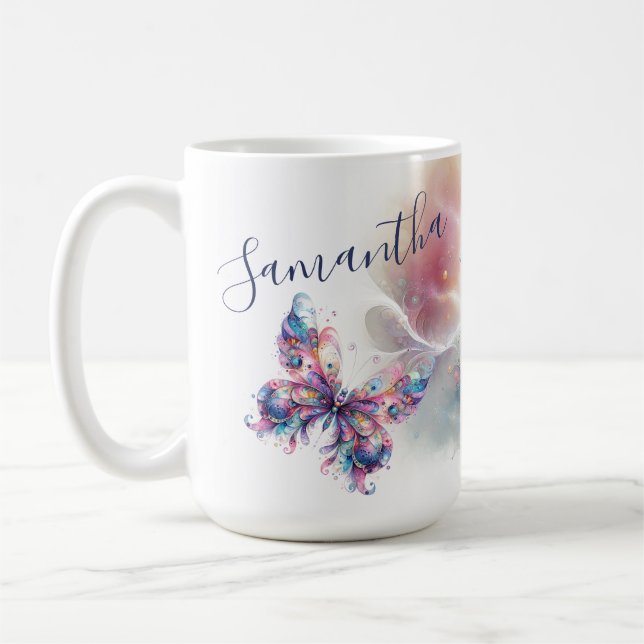Colorful Butterfly Personalized Coffee Mug (Left)