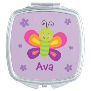 Colorful Butterfly Personalized Compact Mirror
