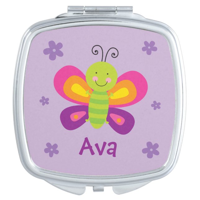 Colorful Butterfly Personalized Compact Mirror (Front)