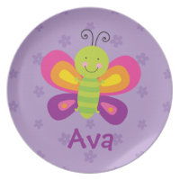 Colorful Butterfly Personalized Melamine Plate