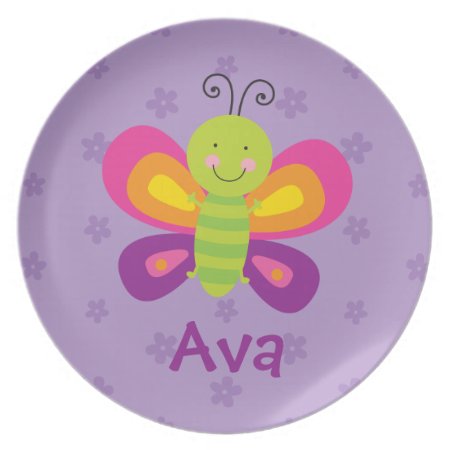 Colorful Butterfly Personalized Melamine Plate