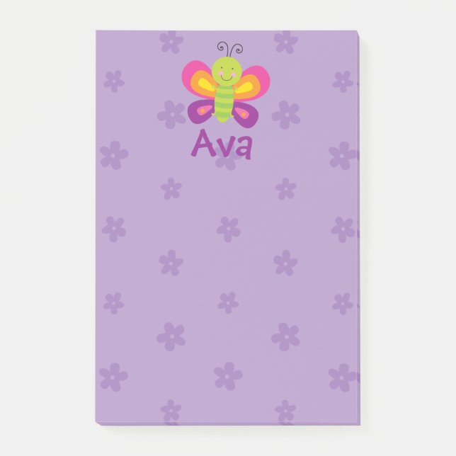 Colorful Butterfly Personalized Post-it Notes (Front)