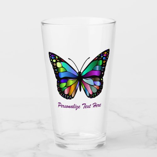 Colorful Butterfly Personalized Text Drinking Glass