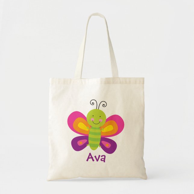 Colorful Butterfly Personalized Tote Bag (Front)