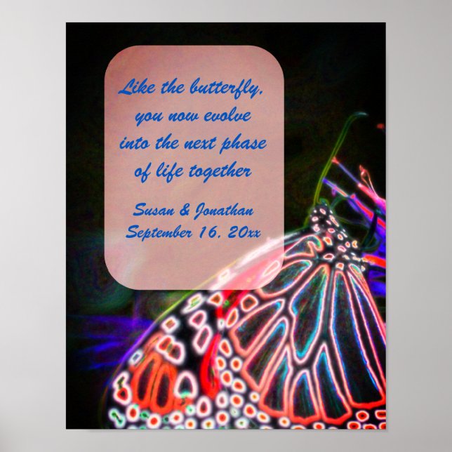 Colorful Butterfly Personalized Wedding  Poster (Front)