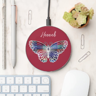 Colorful Butterfly Personalized Wireless Charger