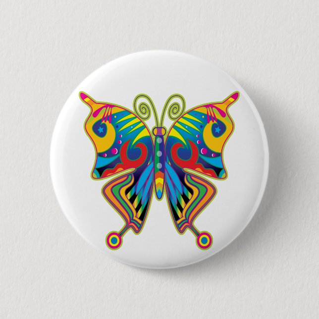 Colorful butterfly pinback button (Front)
