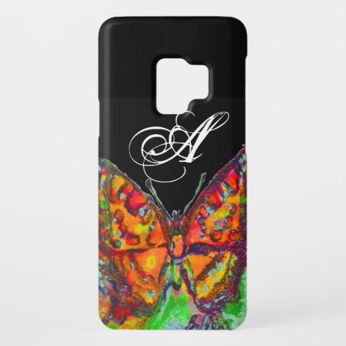 COLORFUL BUTTERFLY RED GOLD YELLOW MONOGRAM Black Case_Mate Samsung Galaxy S9 Case