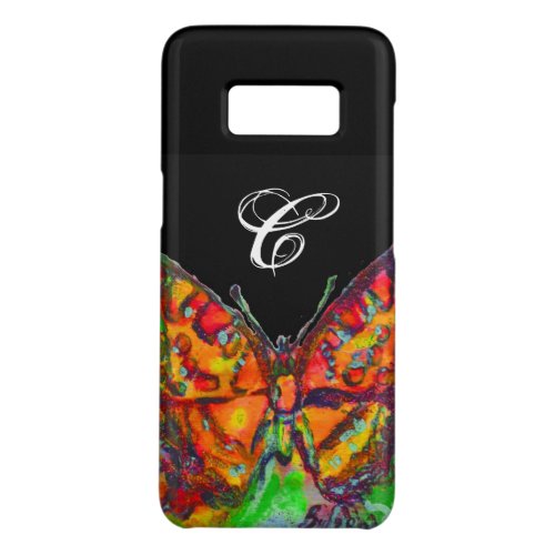 COLORFUL BUTTERFLY RED GOLD YELLOW MONOGRAM Black Case_Mate Samsung Galaxy S8 Case