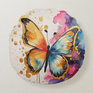 Colorful Butterfly Round Pillow