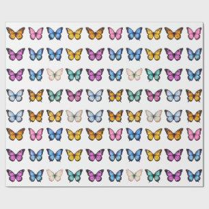 Colorful Butterfly Set Vintage Aesthetic Monarch P Wrapping Paper