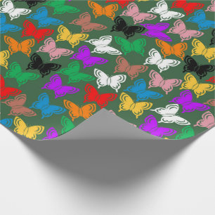 Colorful Butterfly Silhouette Wrapping Paper