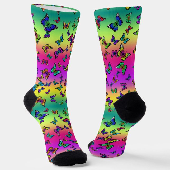 Colorful Butterfly Socks (Angled)