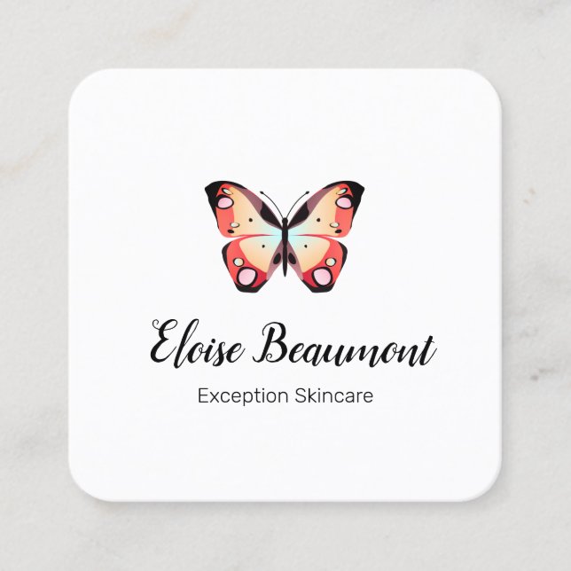 Colorful  Butterfly Square Business Card (Front)