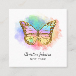 colorful butterfly square business card