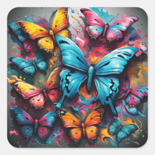 Colorful Butterfly Square Sticker