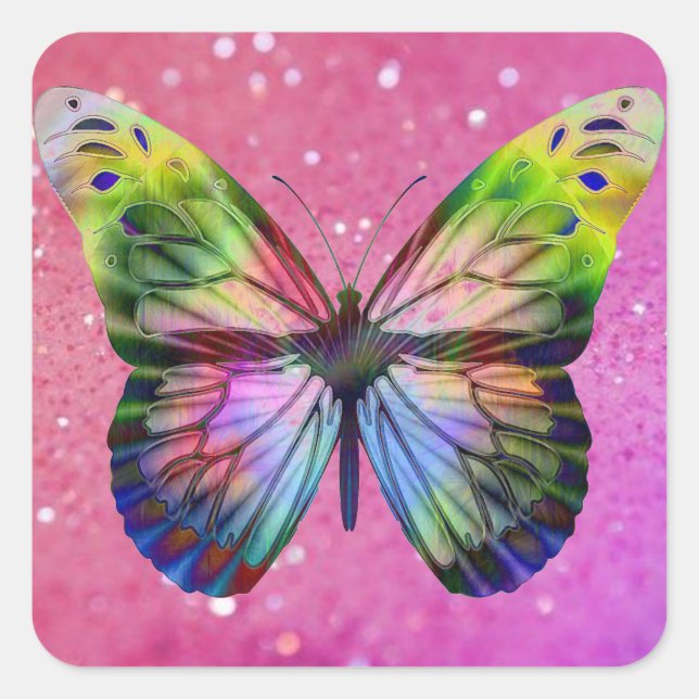 Colorful Butterfly Square Sticker (Front)